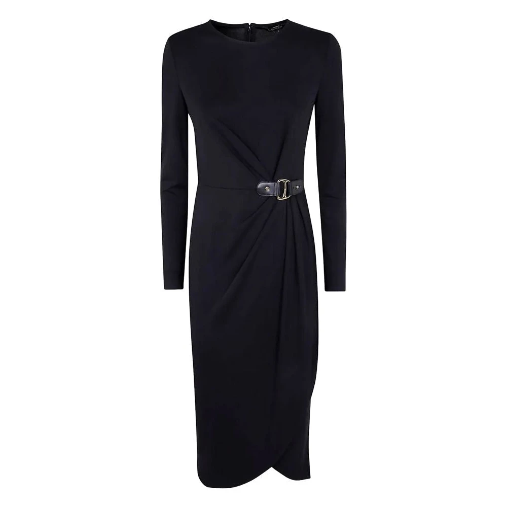 Ralph Lauren Women's Black Midi Dresses, Xl, Sablise Long Sleeve Day Dress