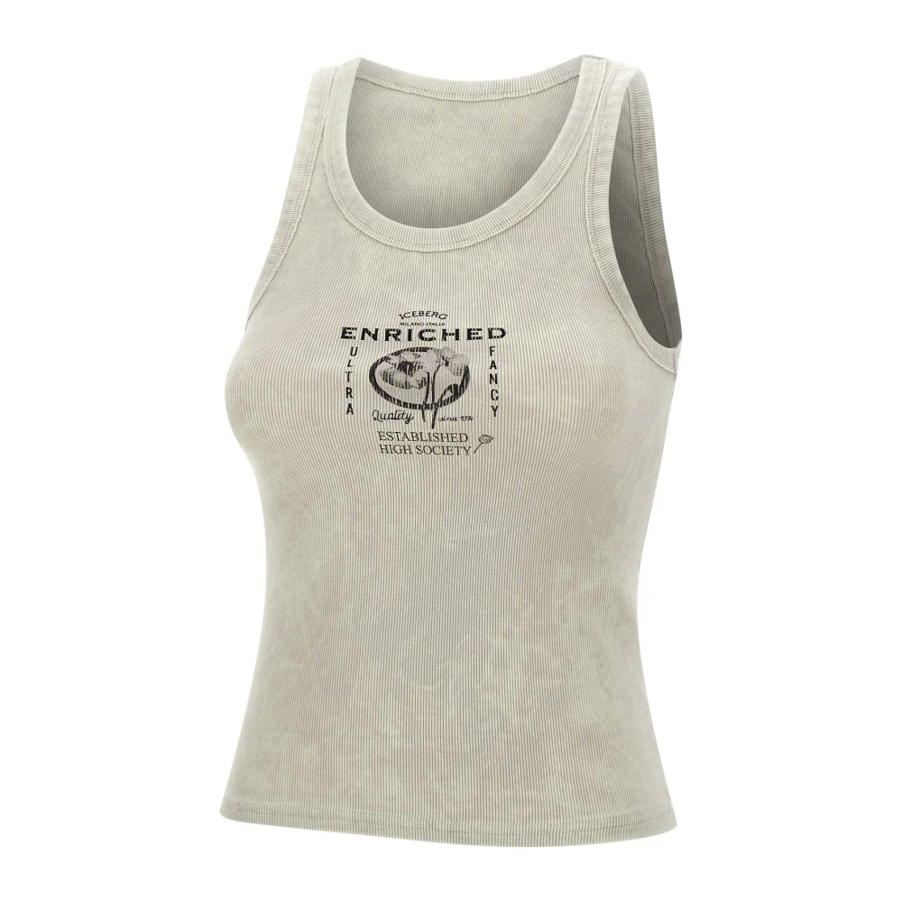 Iceberg Beige Stretch Katoenen Top met Logo Beige Dames