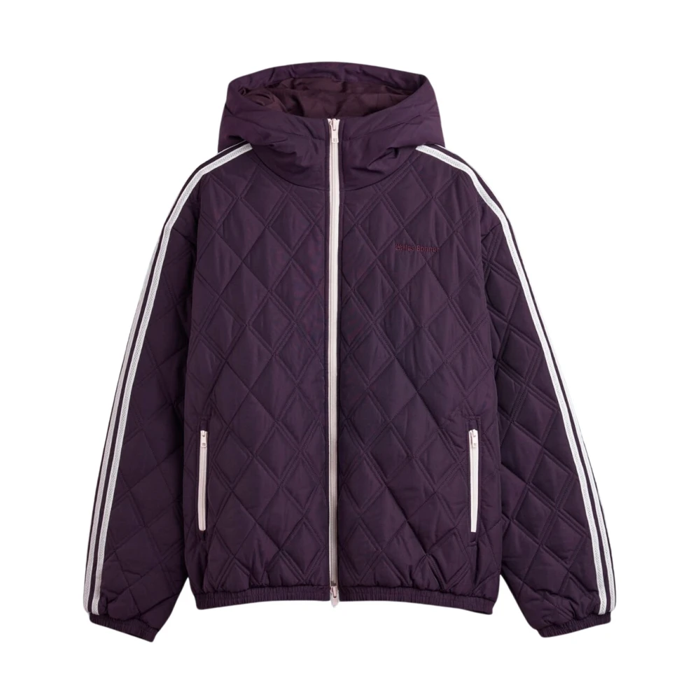 Adidas Mannelijk Purper Fitness Heren, Paars, M, Leer, Quilted Three Stripes Jacket