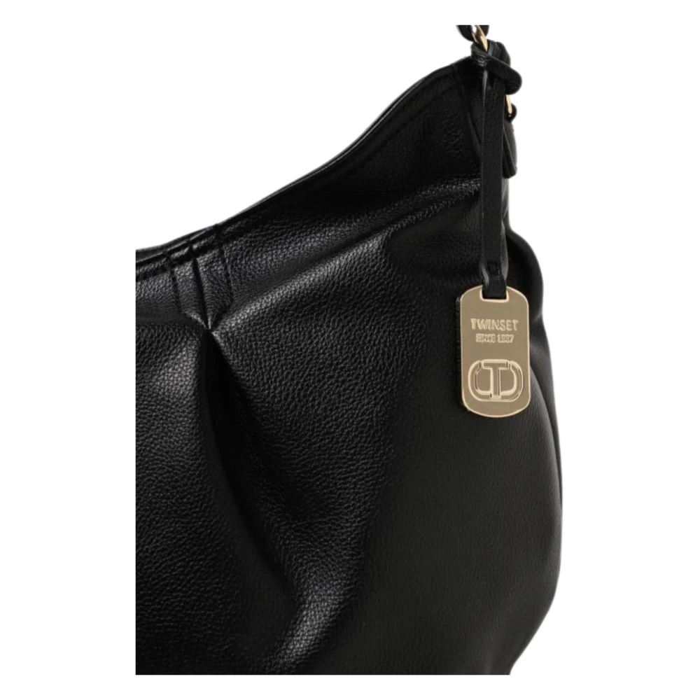 Twinset Stijlvolle Schoudertas met Logohanger Black Dames