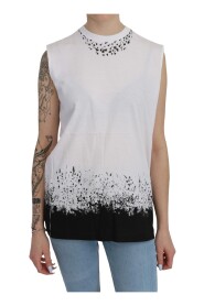 White Sleeveless T-shirt Tank Cotton Top