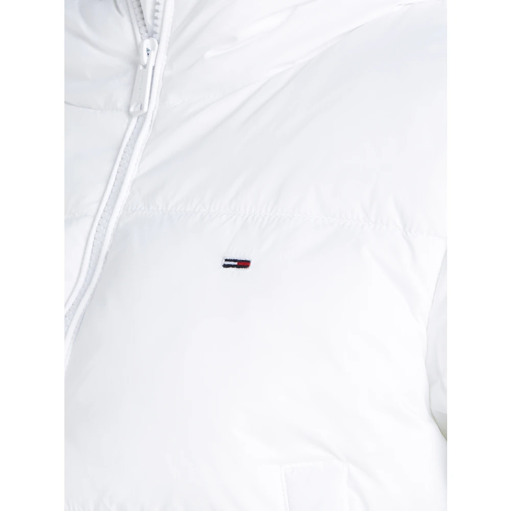 Tommy Jeans Witte Puffer Cropped Hooded Jas White Dames