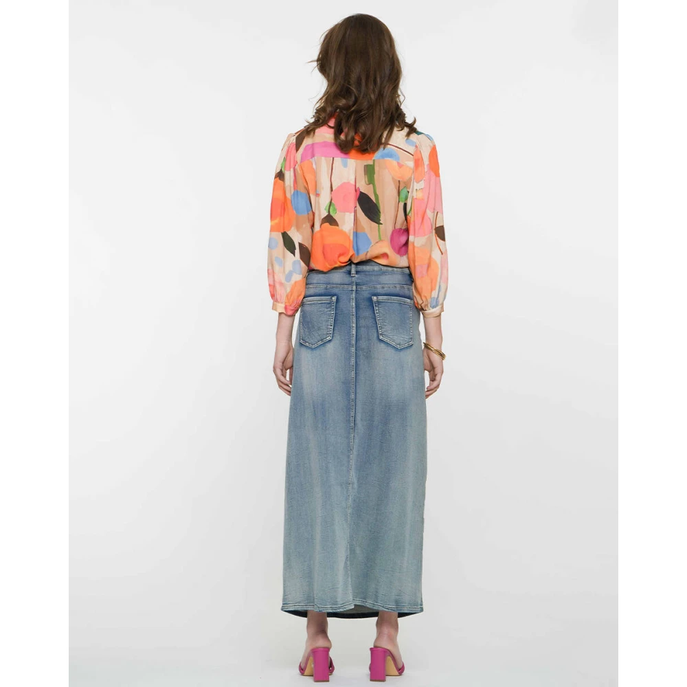 Geisha Elegante Denim Rok Blue Dames