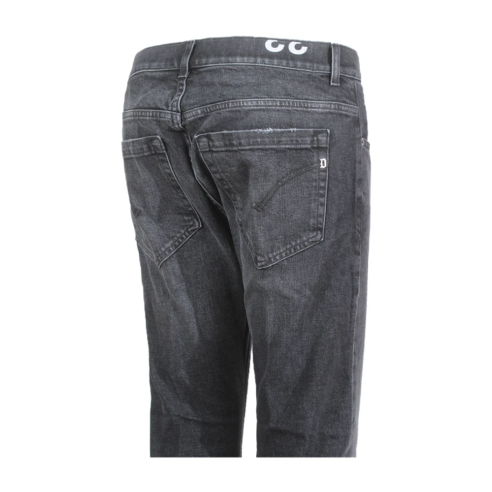 Dondup Zwarte Slim Fit Jeans met Metalen Logo Black Heren
