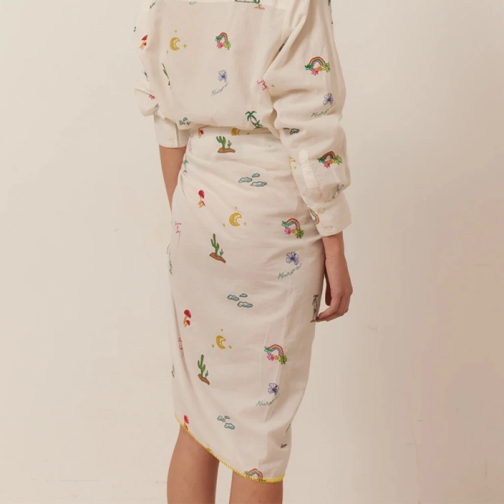 Arizona Love Geborduurde Strandpareo met Gele Rand White Dames