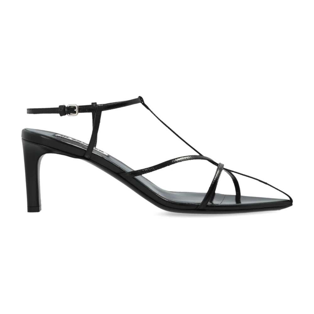 Jil Sander Vrouw Zwart Cage Sandalen Met Middelhoge Hak