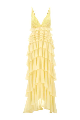 robe-jaune-en-georgette-avec-dentelle-et-cristaux