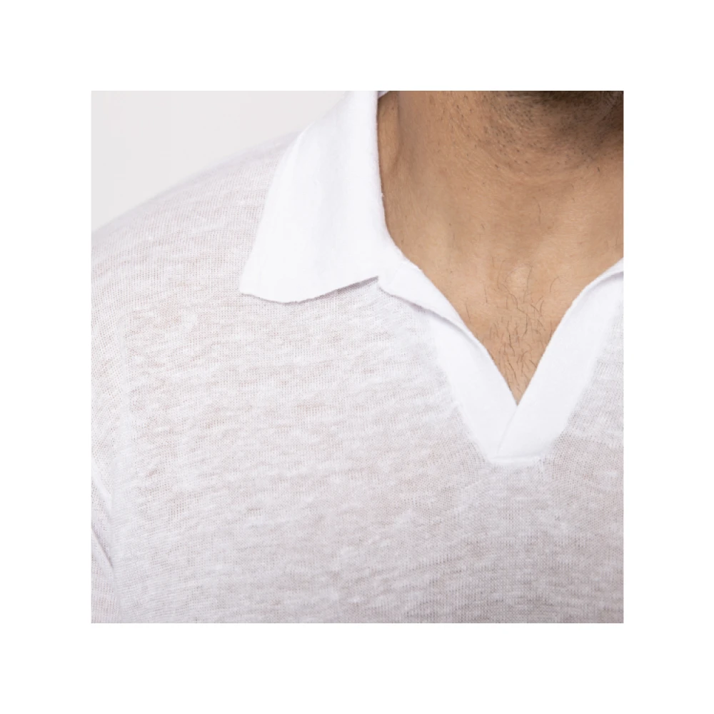 Karl Lagerfeld Witte Linnen Skipper Kraag Polo White Heren