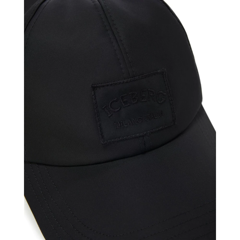 Iceberg Nylon baseballpet met logo Black Heren