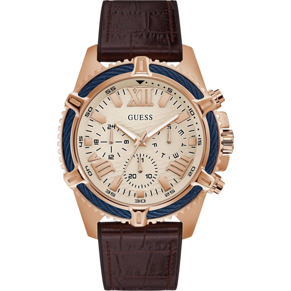 Guess horloge leren band sale