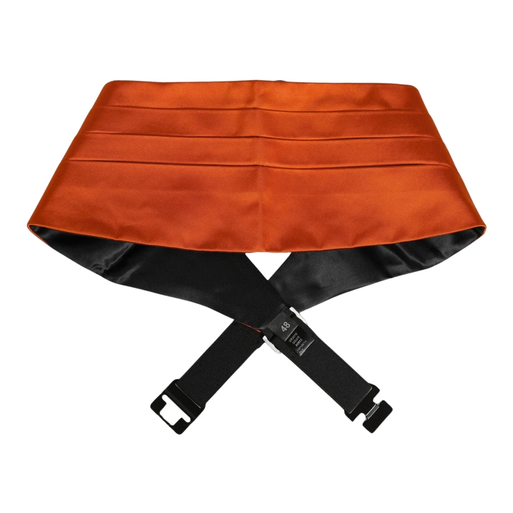 Dolce & Gabbana , Belts, Male, Orange, M, Orange 100% Silk Belt Waist Cummerbund