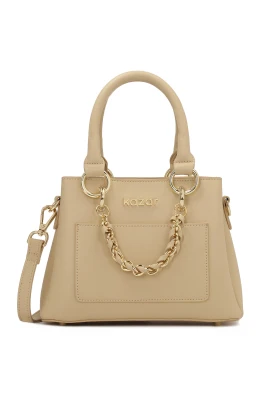 Elegant beige handväska och axelväska