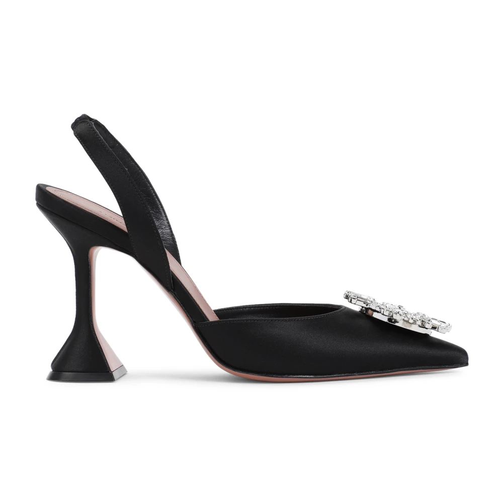 Amina Muaddi Women's Black Satin Elegant Pumps