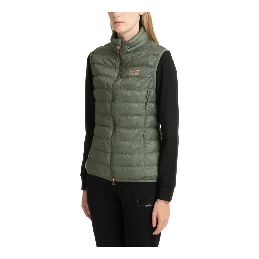Emporio Armani EA7 Ritssluiting Effen Logo Zakken Vest Green Dames