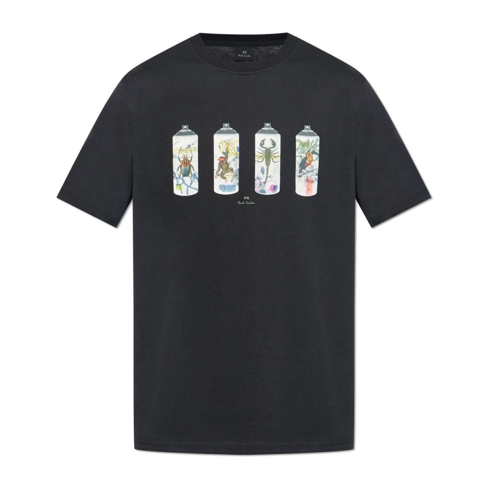 PS By Paul Smith Bedrukt T-shirt Black Heren