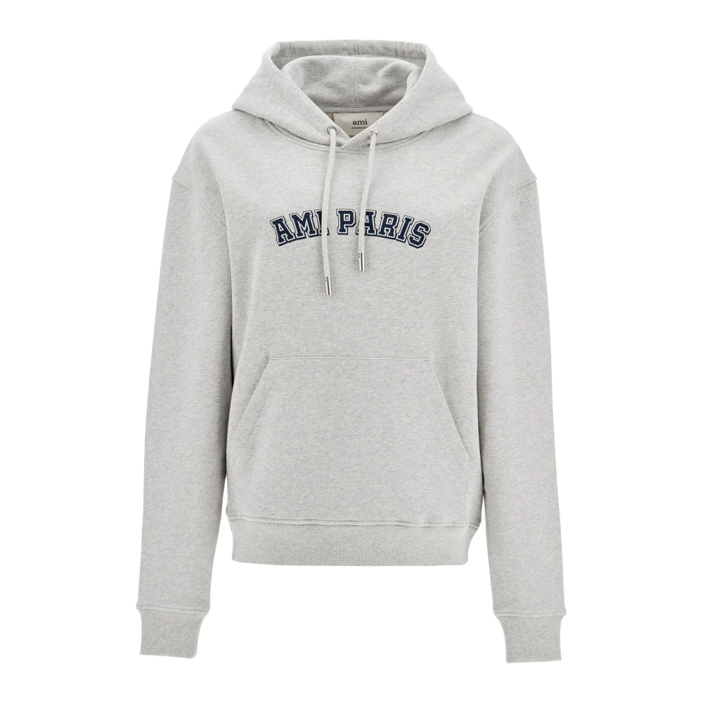 Ami Paris Varsity Hoodie Sweatshirt Gray, Dam