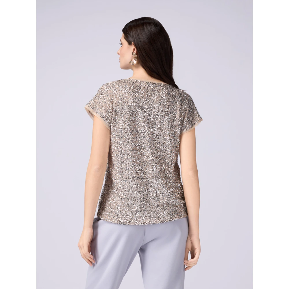 Oltre Tule blouse met volledige pailletten Gray Dames