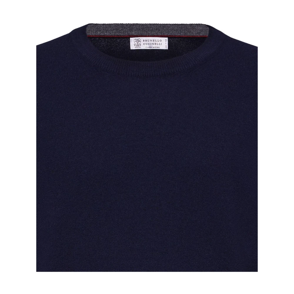 BRUNELLO CUCINELLI Blauwe Cashmere Crew Neck Sweater Blue Heren