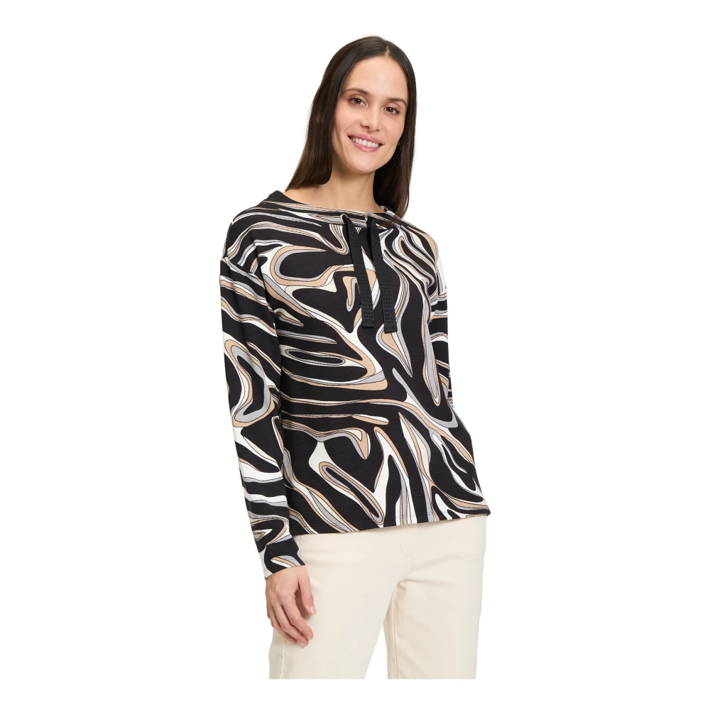 Betty Barclay Sweatshirt met hoge kraag en dierenprint Black Dames