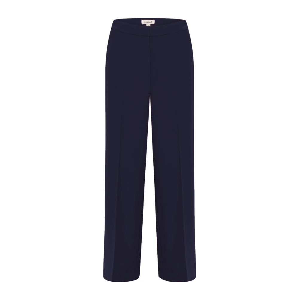 Soaked In Luxury Women's Blue Straight Trousers, Xl, Wide Leg Night Sky Trousers