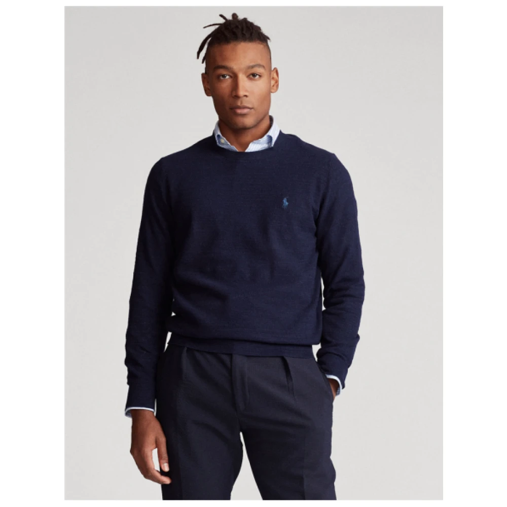 Polo Ralph Lauren Gestructureerde Ronde Hals Trui Blue Heren