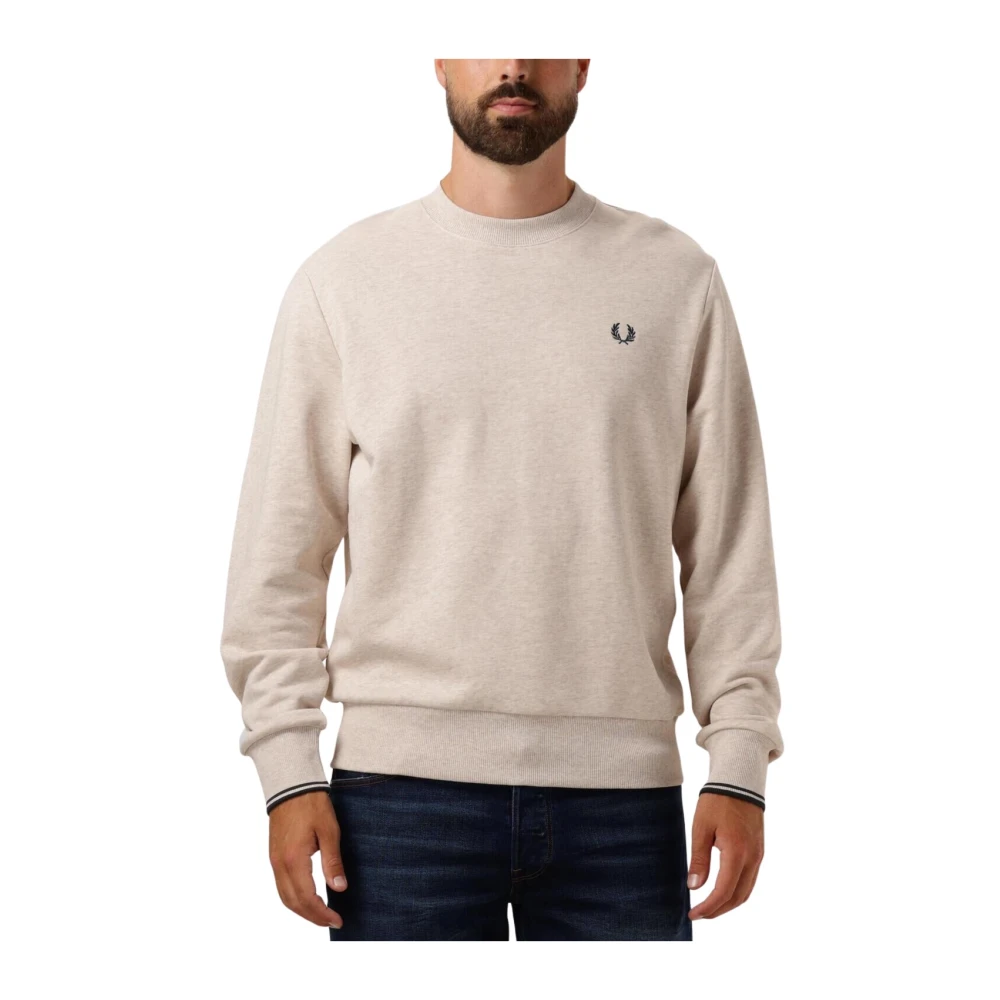 Fred Perry Heren Crew Neck Sweatshirt Beige Heren