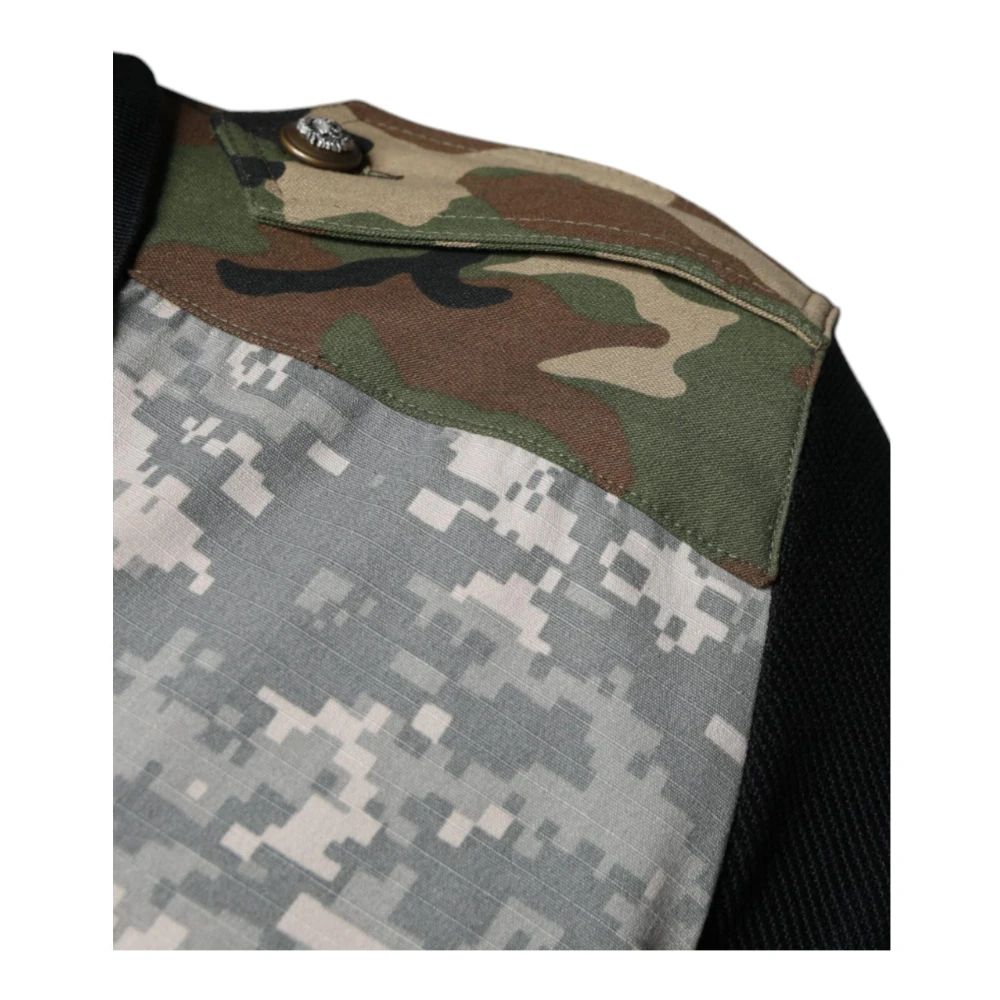 Dolce & Gabbana Camouflage Patchwork Zijden Polo T-shirt Multicolor Heren