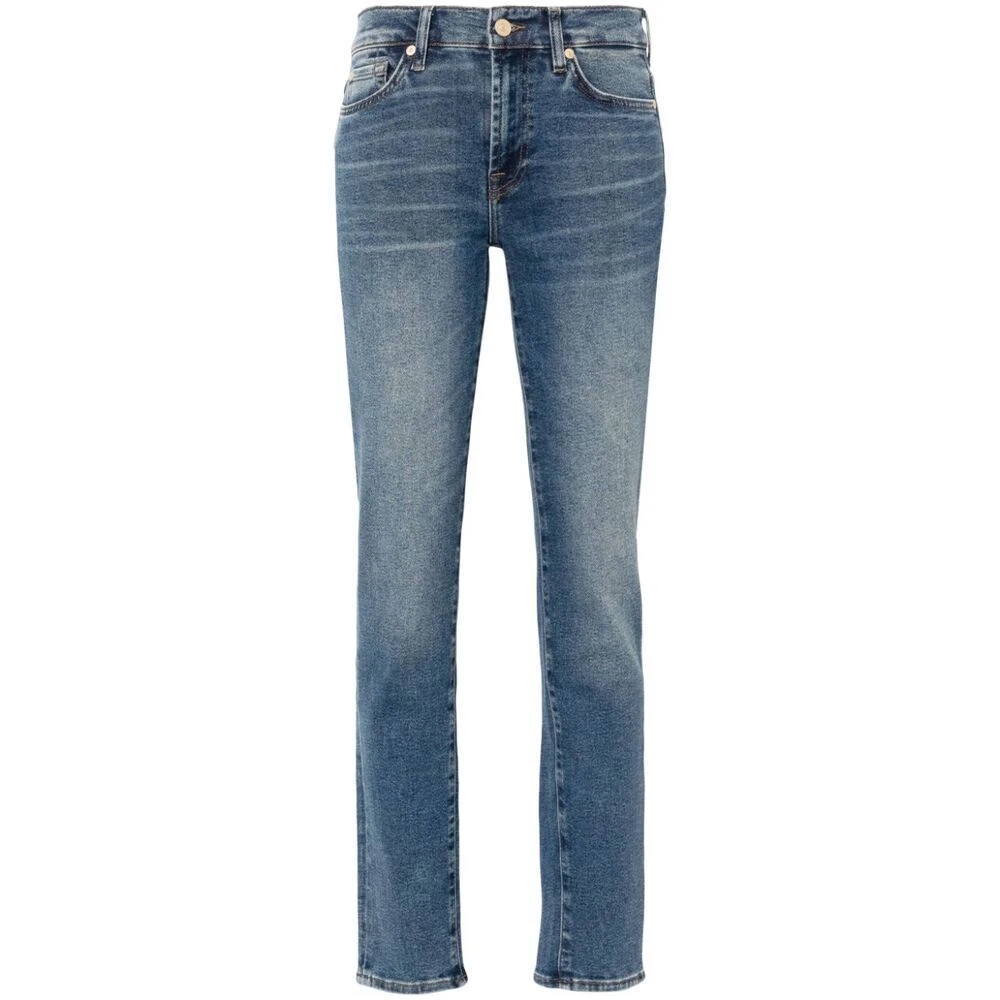 7 For All Mankind Blauwe Slim Fit Jeans Met Korte Lengte Blue Dames