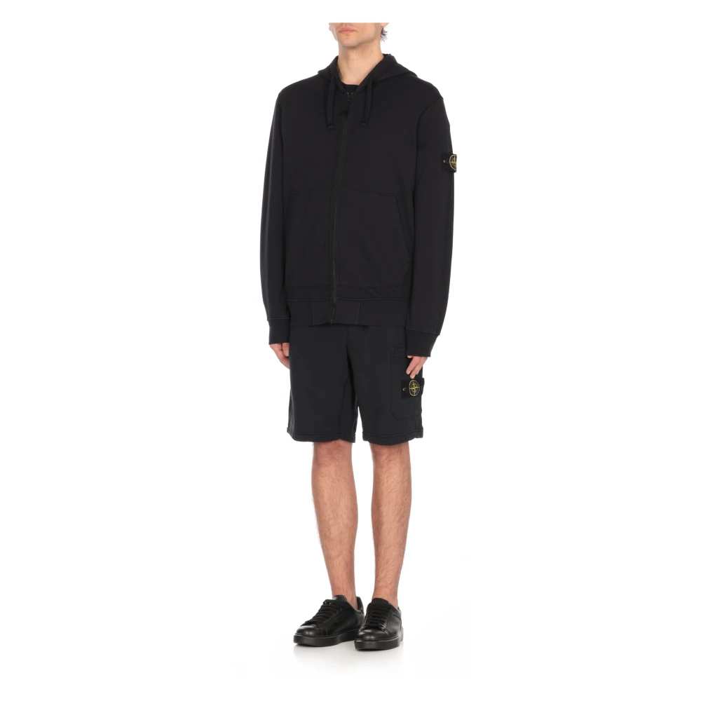 Stone Island Blauwe Katoenen Hoodie Blue Heren