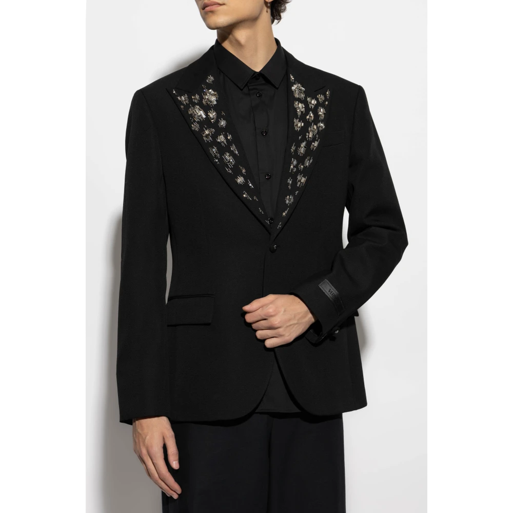 Versace Blazer met glinsterende applicaties Black Heren