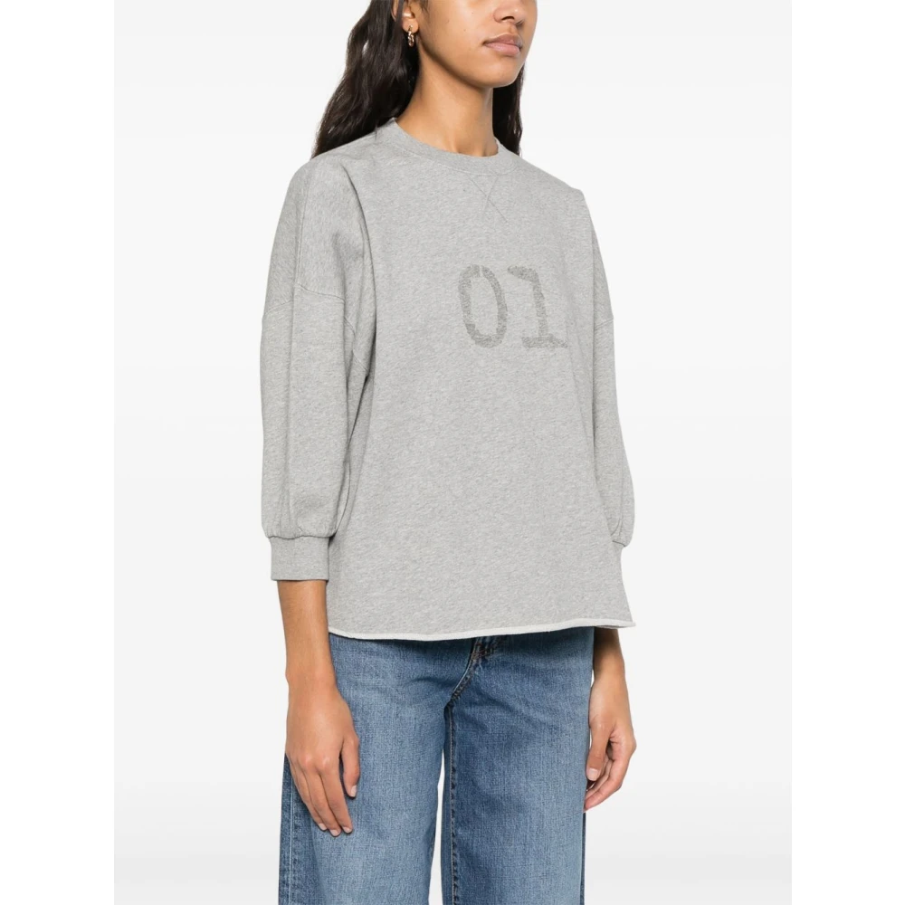 Semicouture Grijze Sweater met Nummer Print Gray Dames