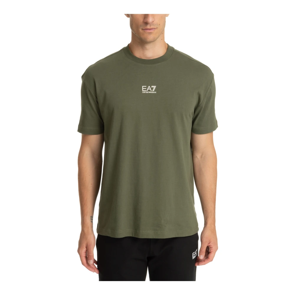 Emporio Armani EA7 Gestreept Logo T-shirt Green Heren