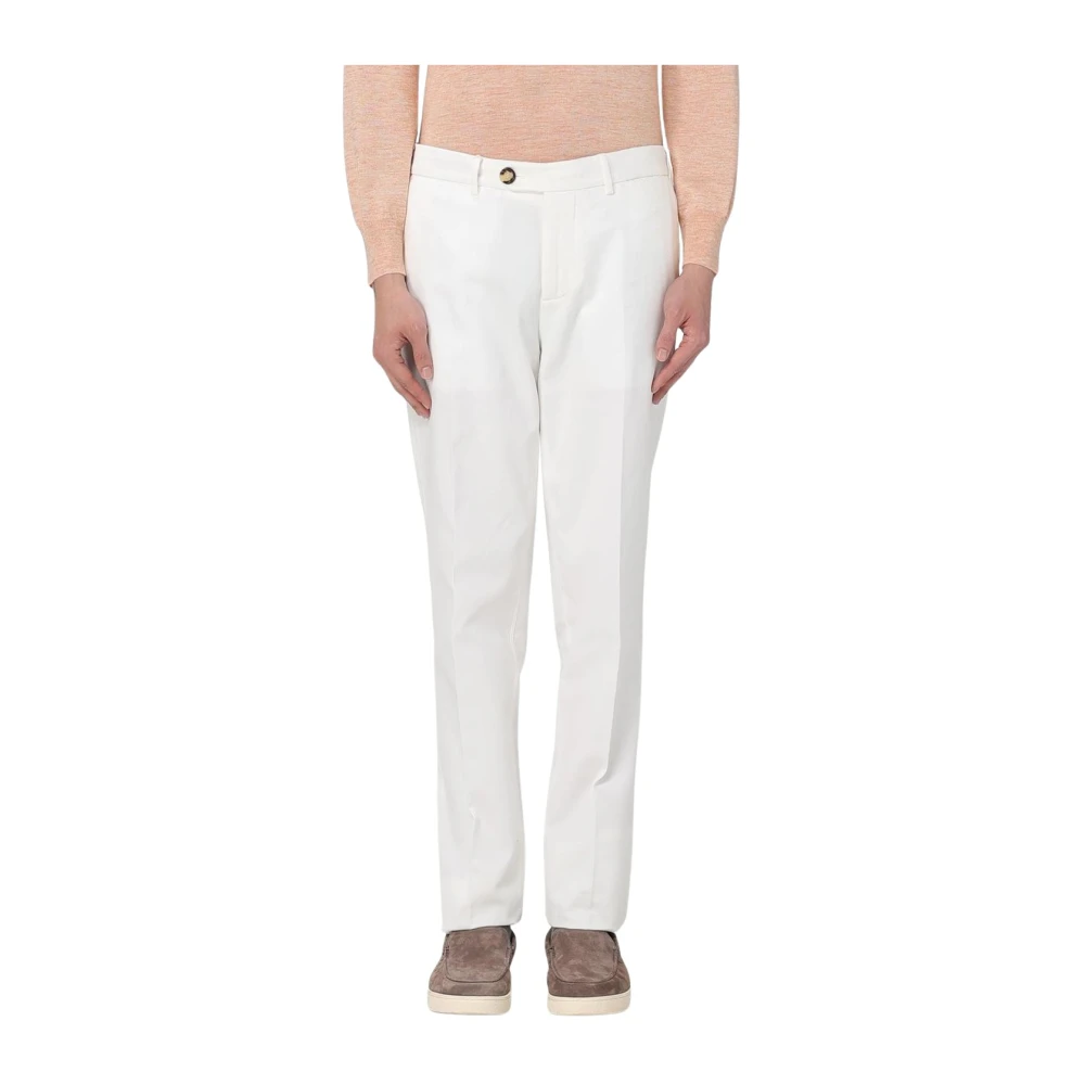 Brunello Cucinelli Men's White Suit Trousers, L, Modern Fit Casual Trousers