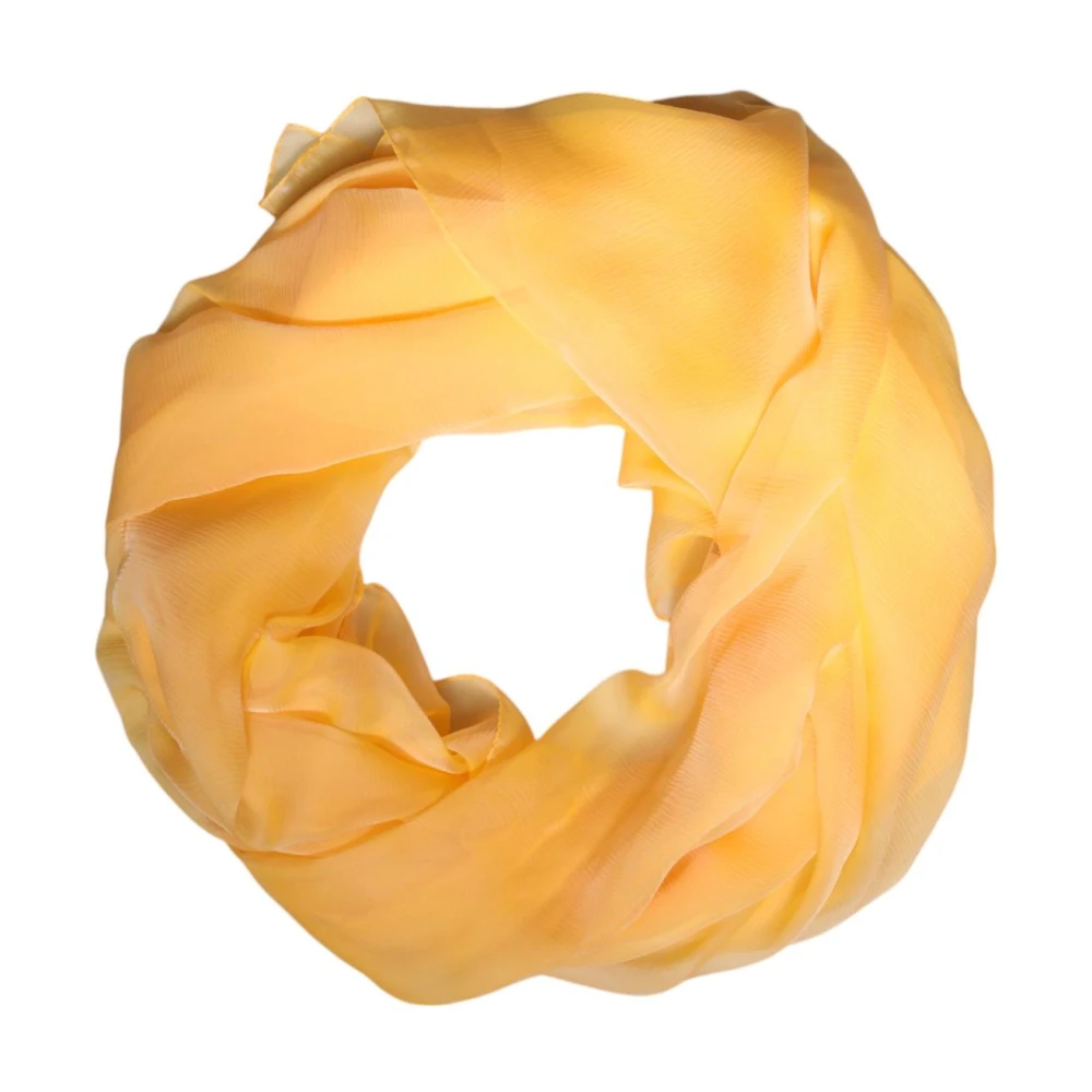 Dolce & Gabbana Yellow Silk Scarves, Female, One Size, Luxurious Silk Logo Wrap Shawl Scarf