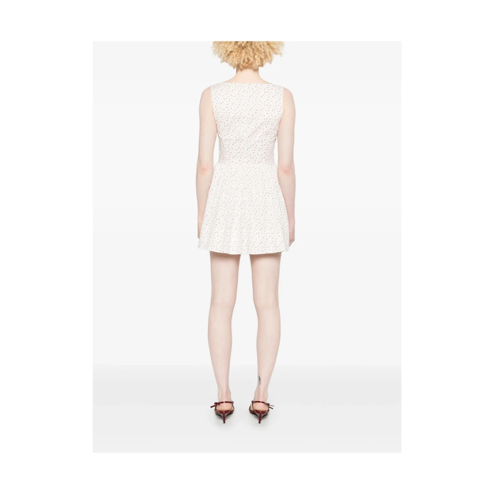 Frankies Bikinis Bloemen V-hals Jurk met Zakken White Dames
