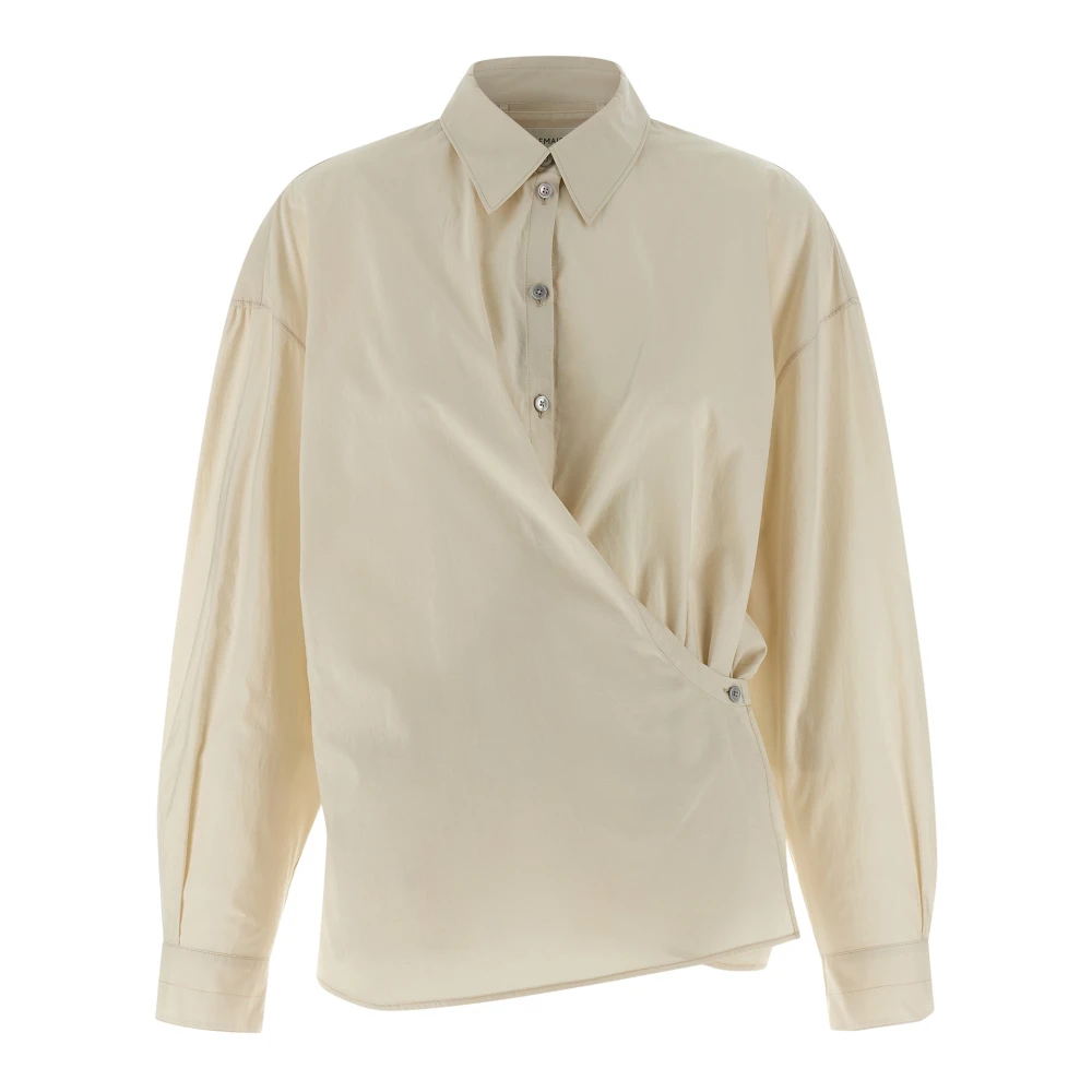 Lemaire Beige Skjorta Med Rak Krage Och Vriden Design