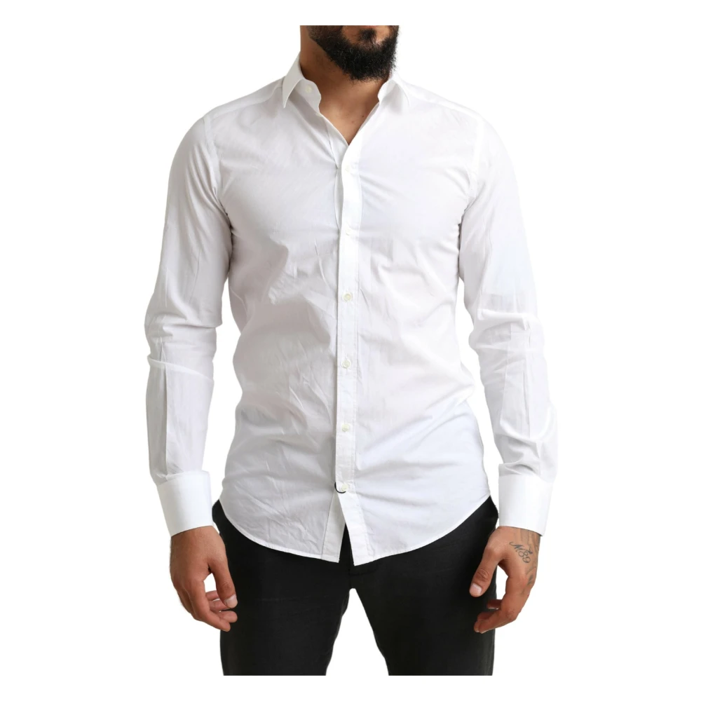 Dolce & Gabbana Elegante witte katoenen overhemd Martini White Heren
