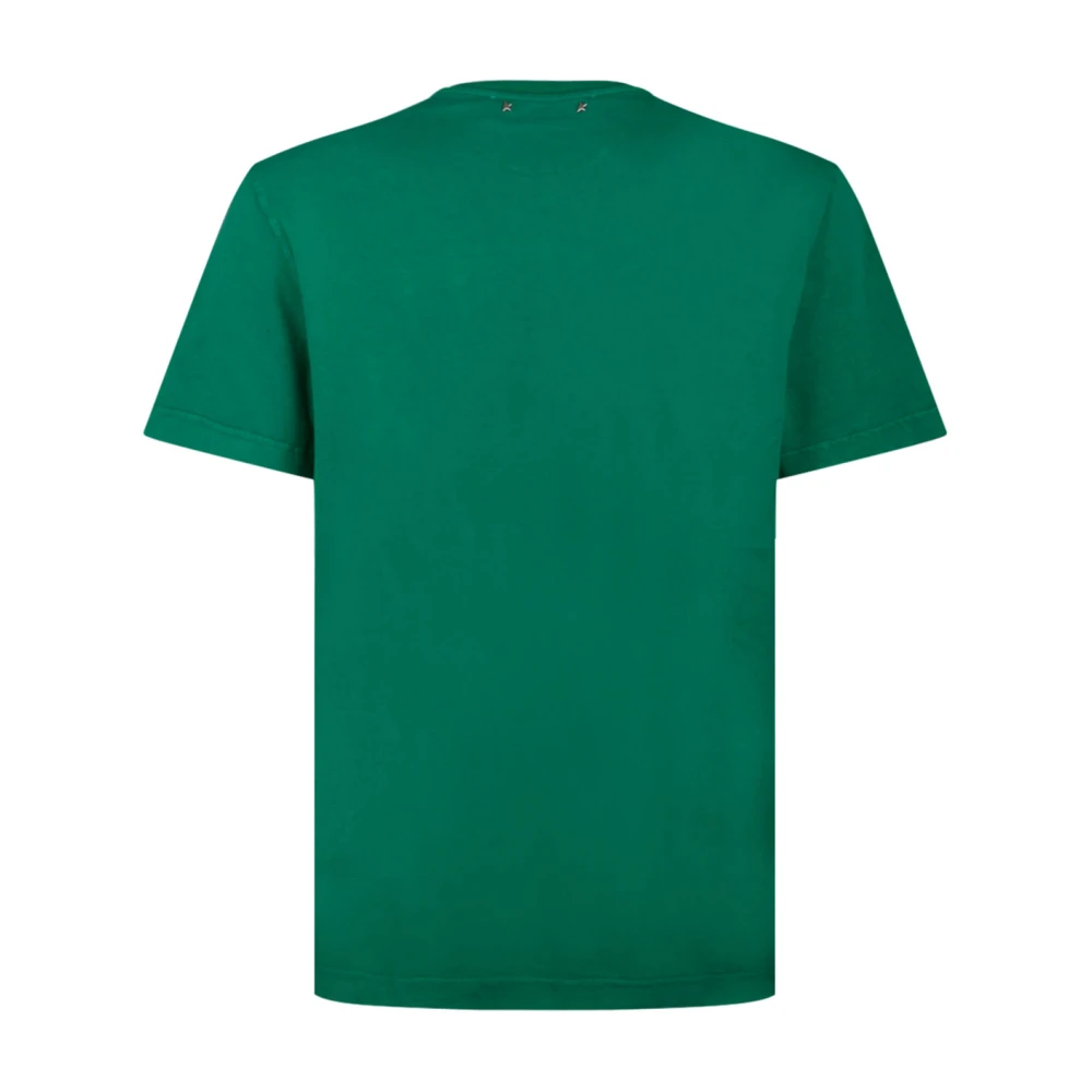 Golden Goose Groen Logo Print T-Shirt met Dubbele Ster Green Heren