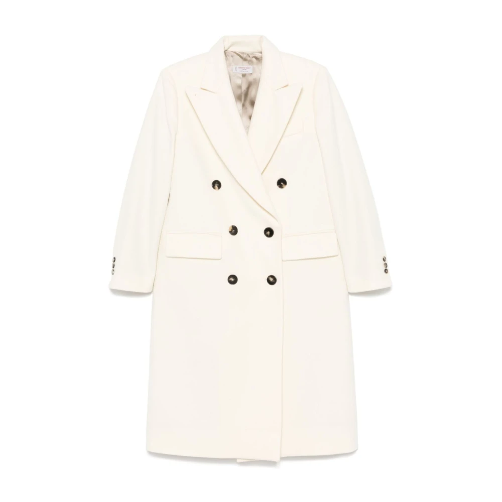 Alberto Biani Witte Wol Dubbel-Breasted Jas White Dames