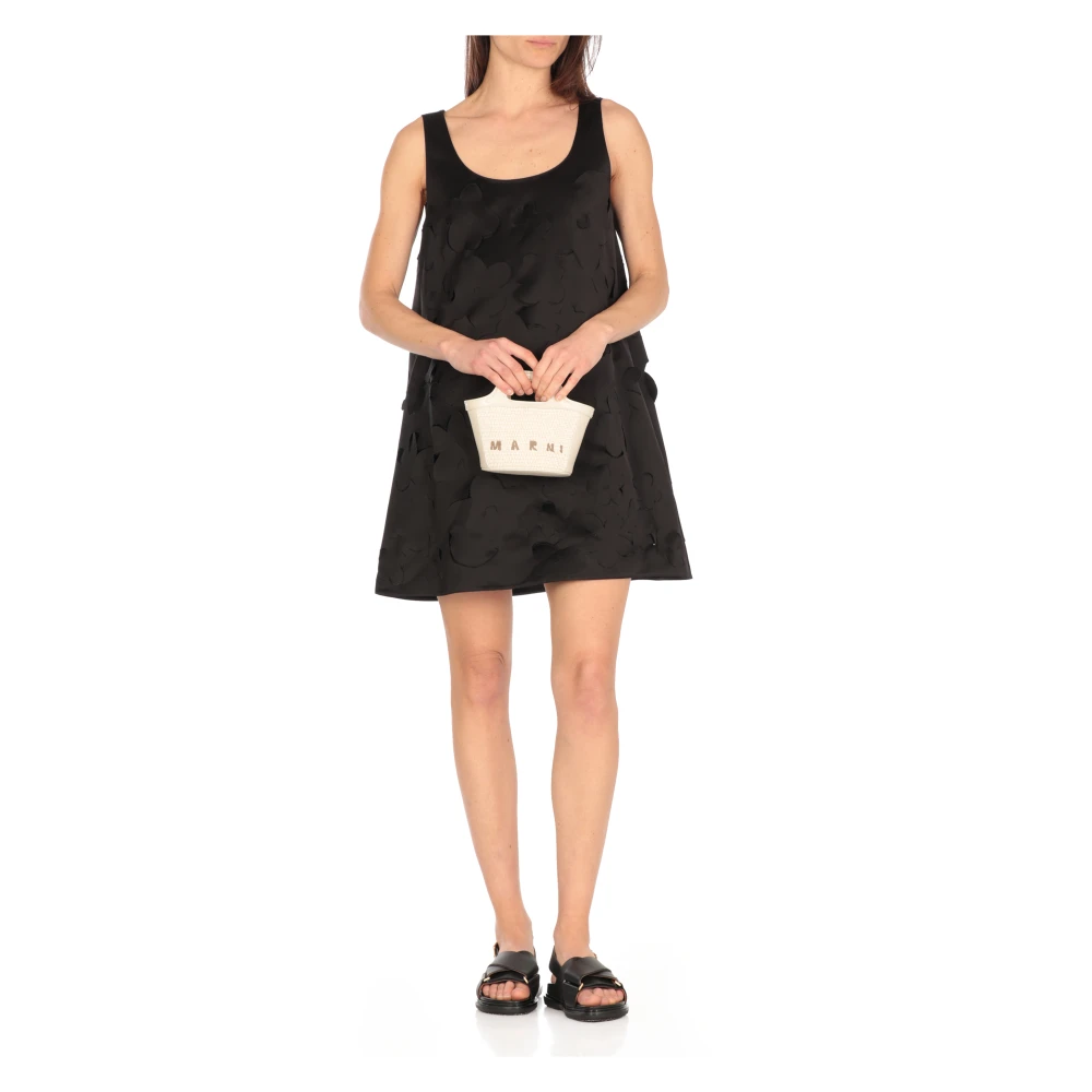 Marni Zwarte Bloemen Uitgesneden Jurk Black Dames