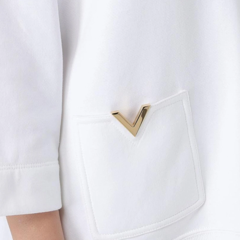 Valentino Hoodie met V-hals en zakken White Dames