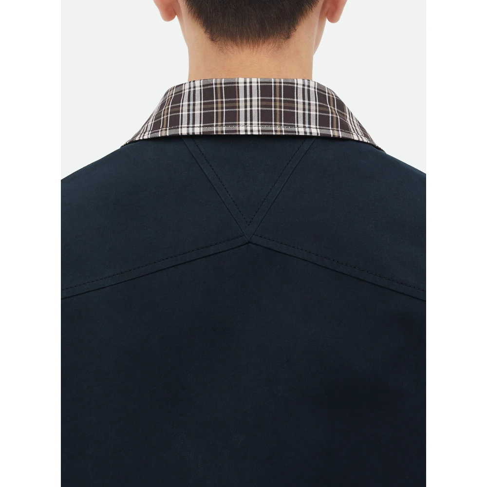 Bottega Veneta Blauwe Omkeerbare Geruite Jas Blue Heren