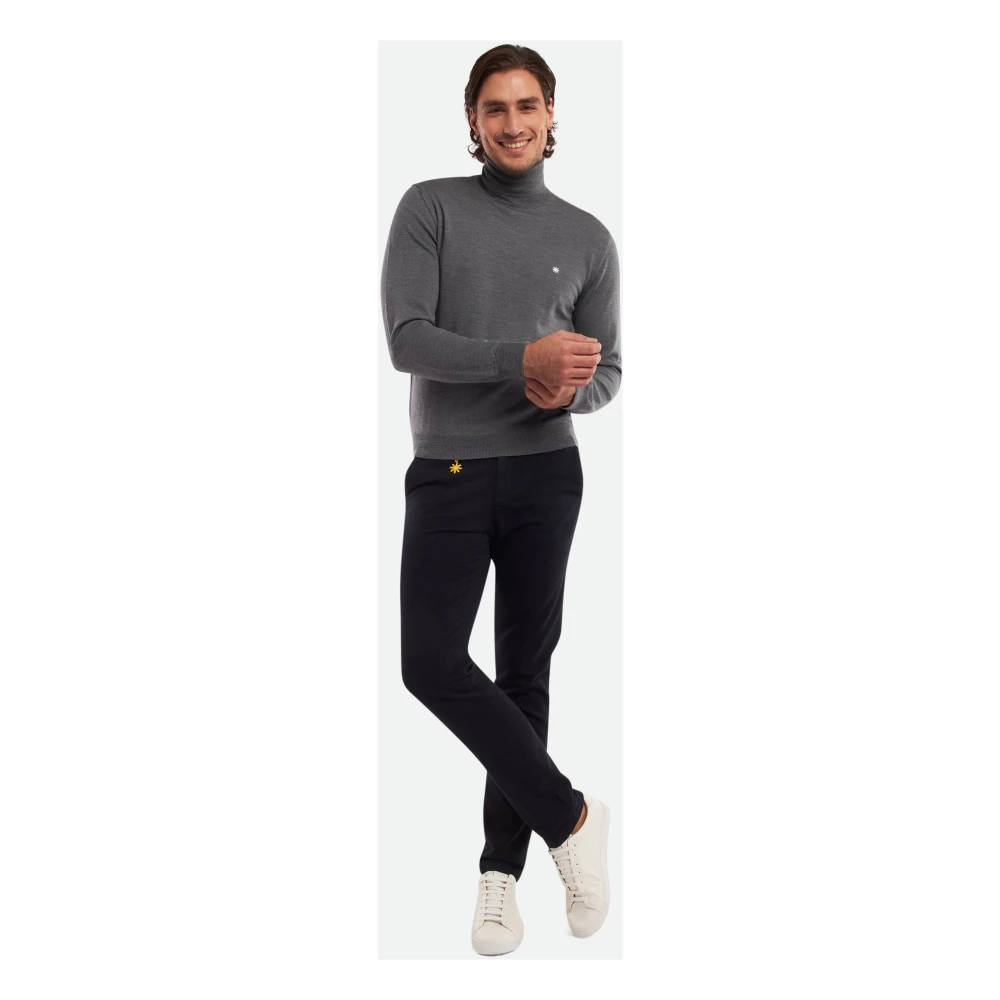 Manuel Ritz Navy Chino Broek met Slim Fit en Merkdetail Blue Heren