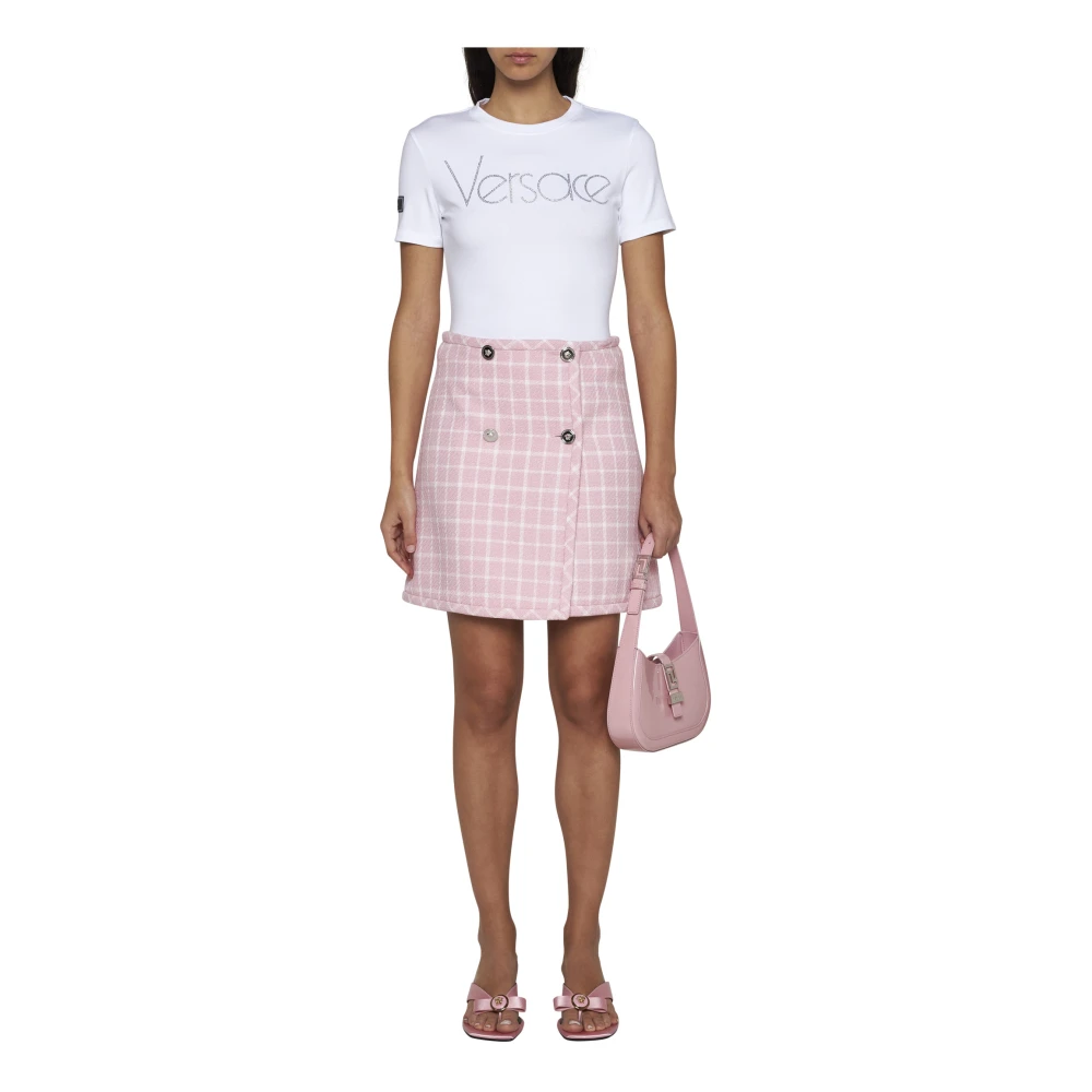 Versace Kristal Logo T-shirts en Polos White Dames