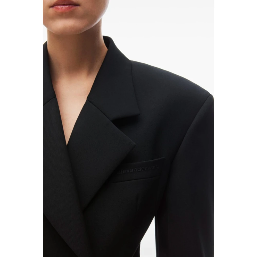 alexander wang Zwarte Twill Asymmetrische Jurk Black Dames