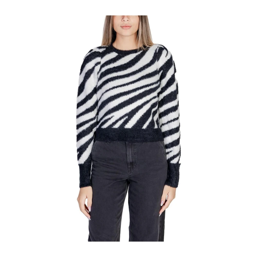 Only Zwarte Gebreide Trui Nylon-Acryl Mix Black Dames