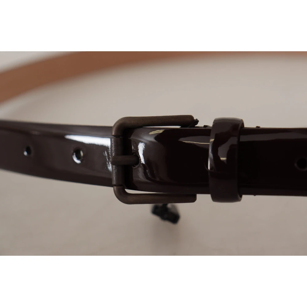 Dolce & Gabbana Zwart Patentleren Logo Taille Riem Black Dames