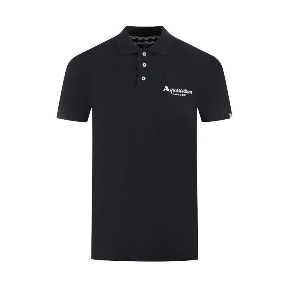 Aquascutum Katoenen poloshirt met contrastlogo Black Heren