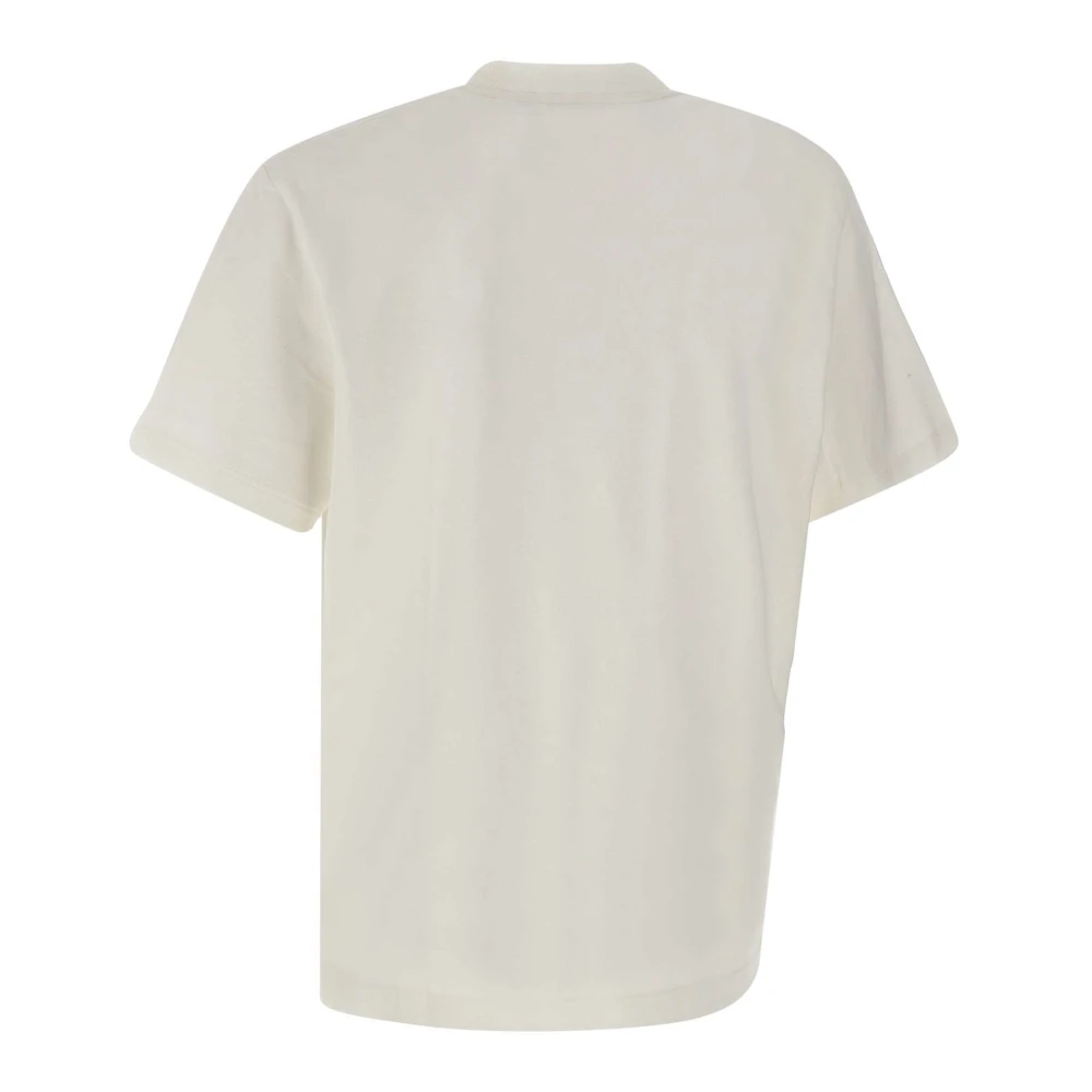 Lacoste Wit Katoenen T-shirt met Geborduurd Logo White Heren