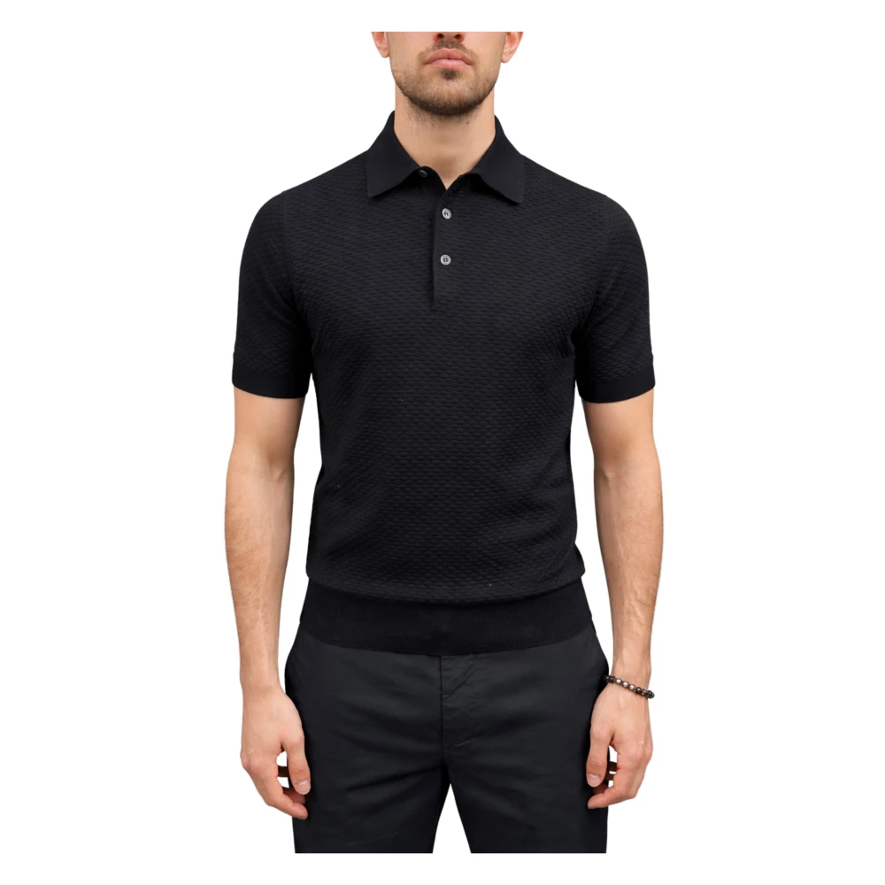 Gran Sasso Mannelijk Zwart Tops Heren, 3XL, Katoen, Polo Met Drie Knopen